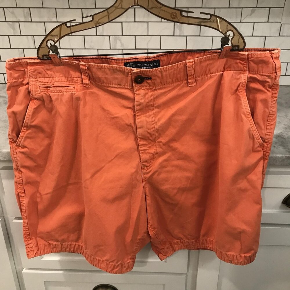 American Eagle Outfitters Shorts Mens 44 Orange Prep Chino Flat Front Summer